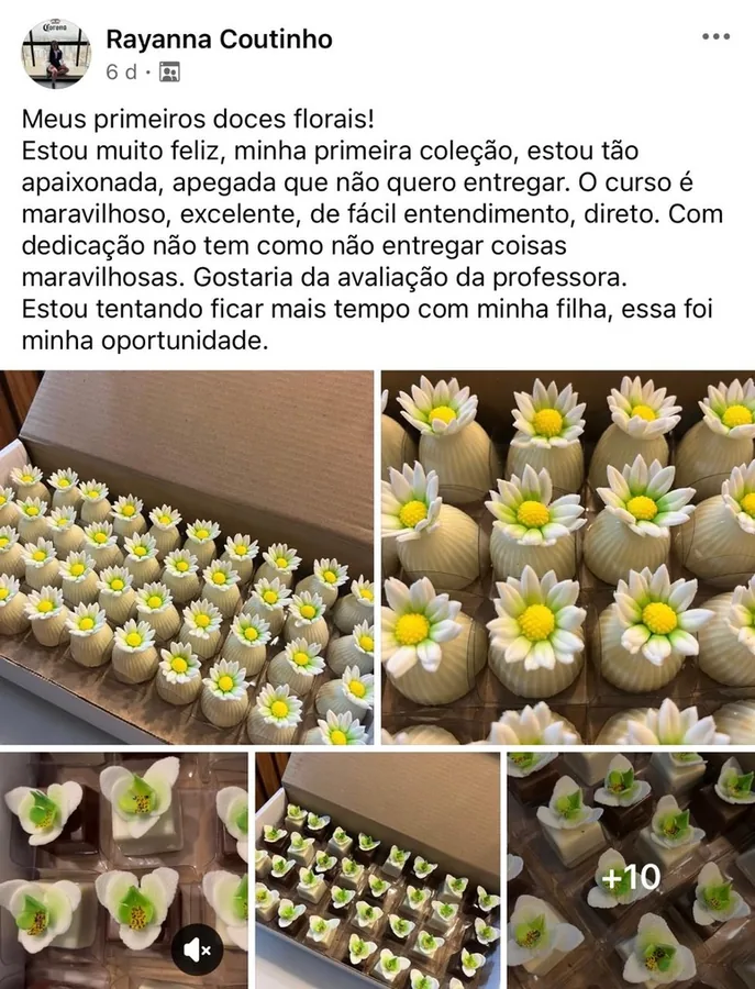 Post de aluna da Prof Gi mostrando os próprios doces